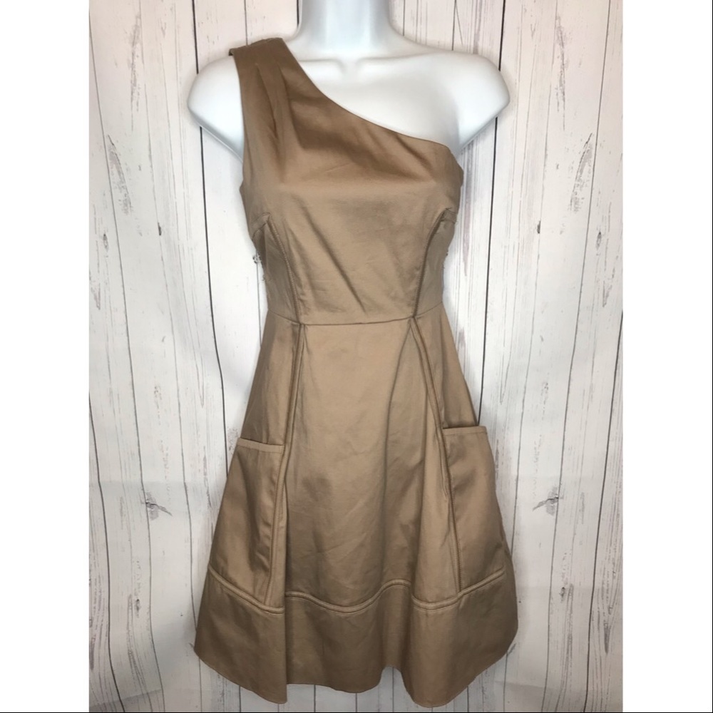 Jessica Simpson Size 2 Tan One Shoulder Dress NWT